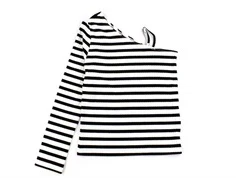 Kids ONLY cloud dancer/black stribet one shoulder top